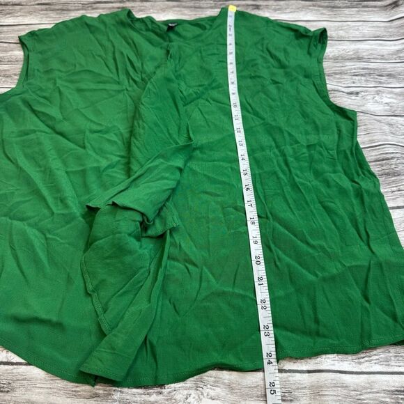 MNG Basics Women's Sleeveless Crinkle Ruffle Detail Tank Blouse Emerald Green 8 - Picture 10 of 12